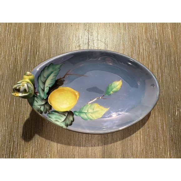 Rare Hand Painted Noritake Lusterware Lemon Design Art Nouveau Dish - Picture 4 of 12